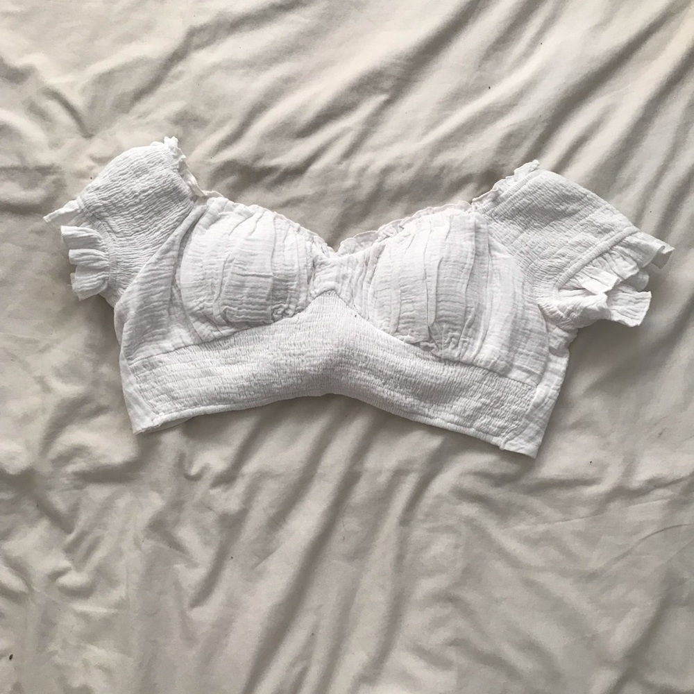 White Linen Off-Shoulder Crop Top